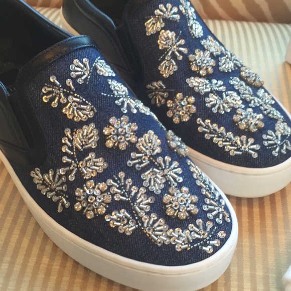 Dior Crystal Embellished Denim Flat Shoes - Picture 2 of 8